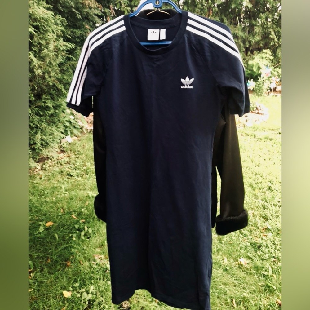 Size Youth Med. Blue Adidas T-shirt Dress.  100% Cotton